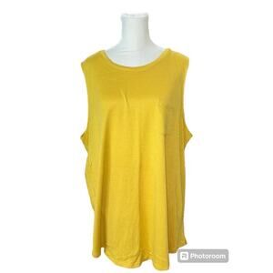 Ava & Viv Mustard Yellow Sleeveless Knit Pocket Tank Top Womens 1X Plus Size